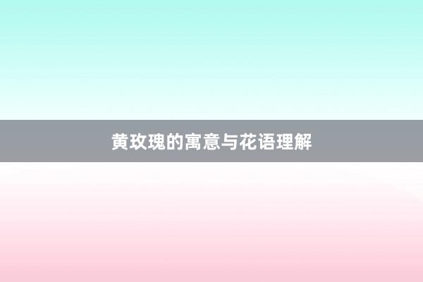 黄玫瑰的寓意与花语理解