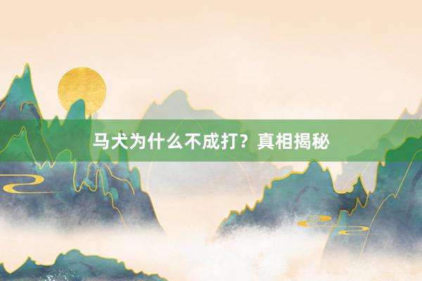 马犬为什么不成打？真相揭秘